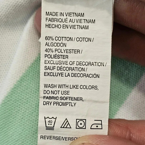 IZOD Advantage Performance Striped Polo Men Medium Blue Green Preppy Classic Y2K - Picture 4 of 7